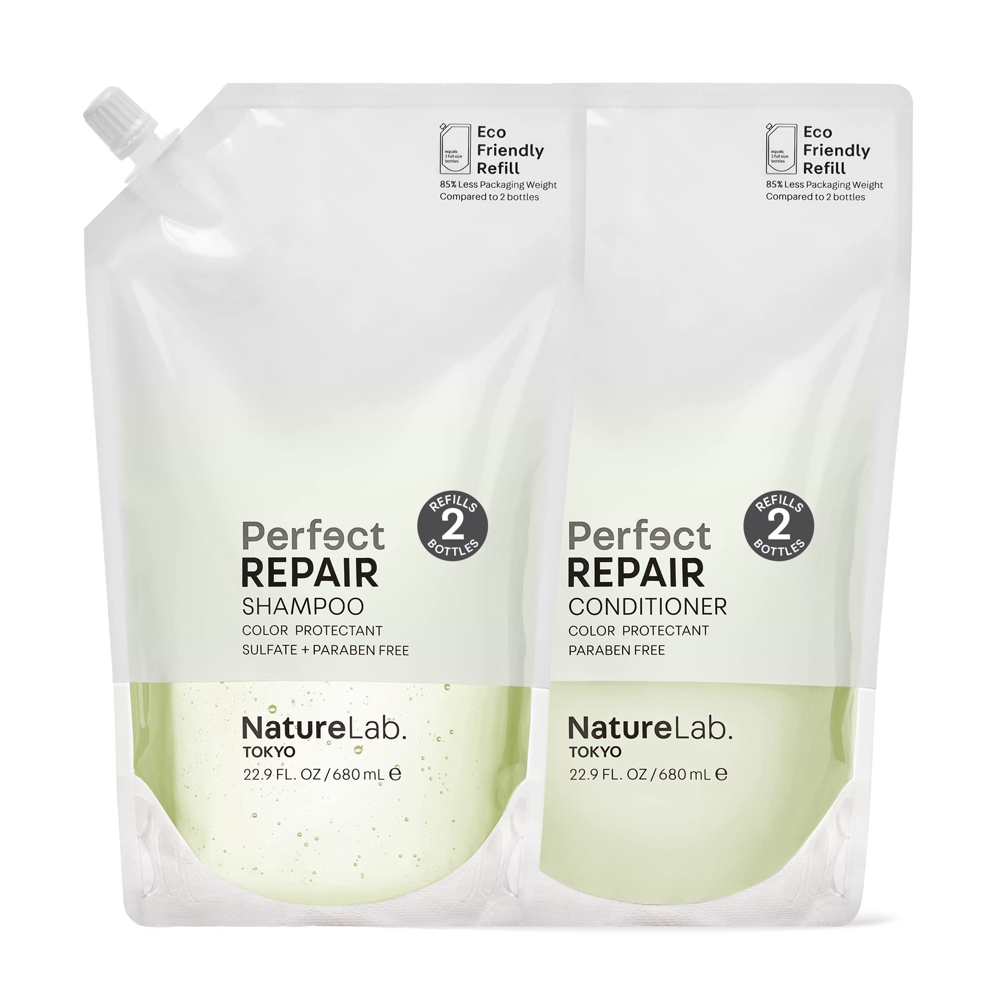 NatureLab.TOKYO Perfect Repair Shampoo & Conditioner Duo — Refill Pouch, 22.9oz Each