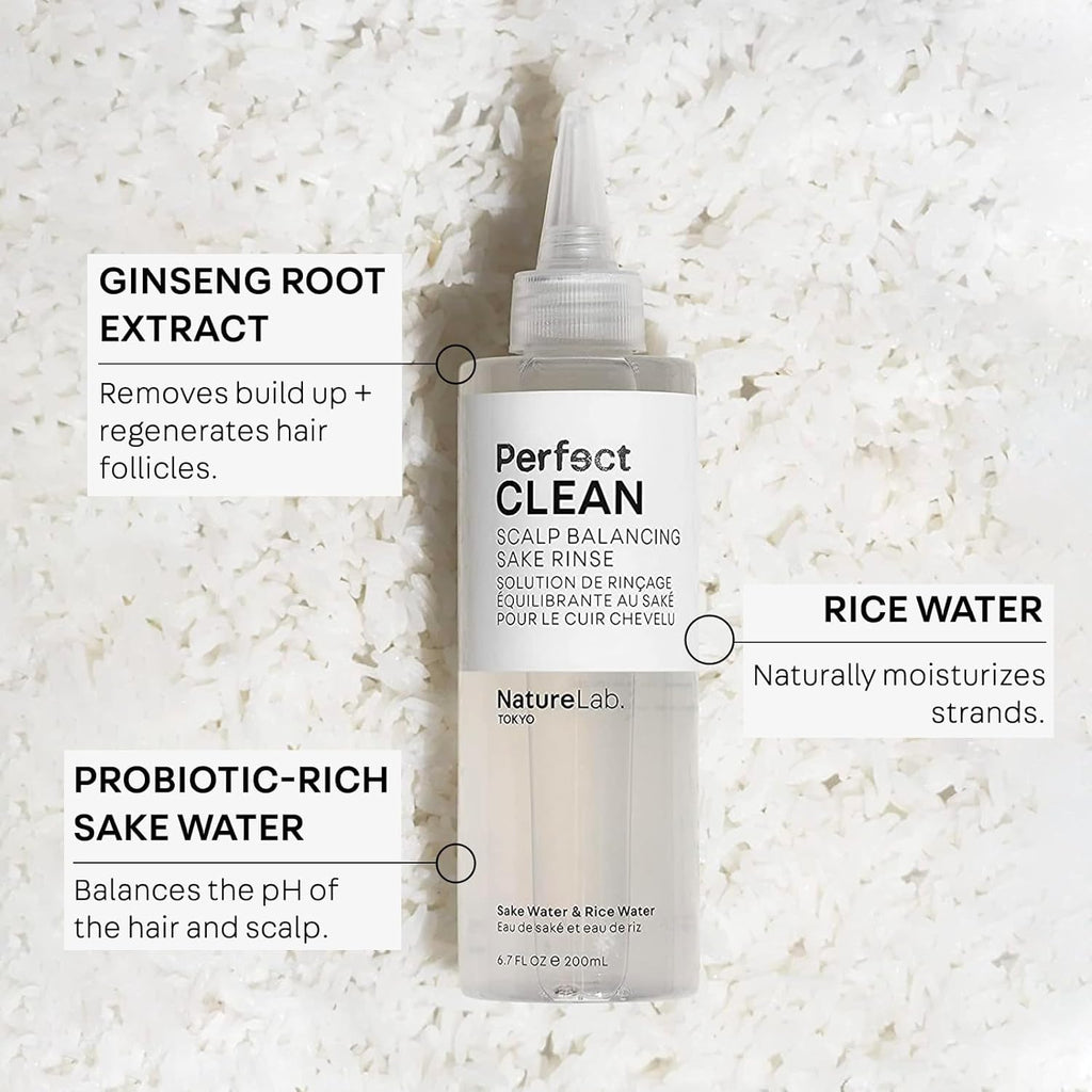 NatureLab.TOKYO Perfect Clean 2-in-1 Scalp Scrub & Balancing Sake Rinse – Clarifying Hair Treatment Duo