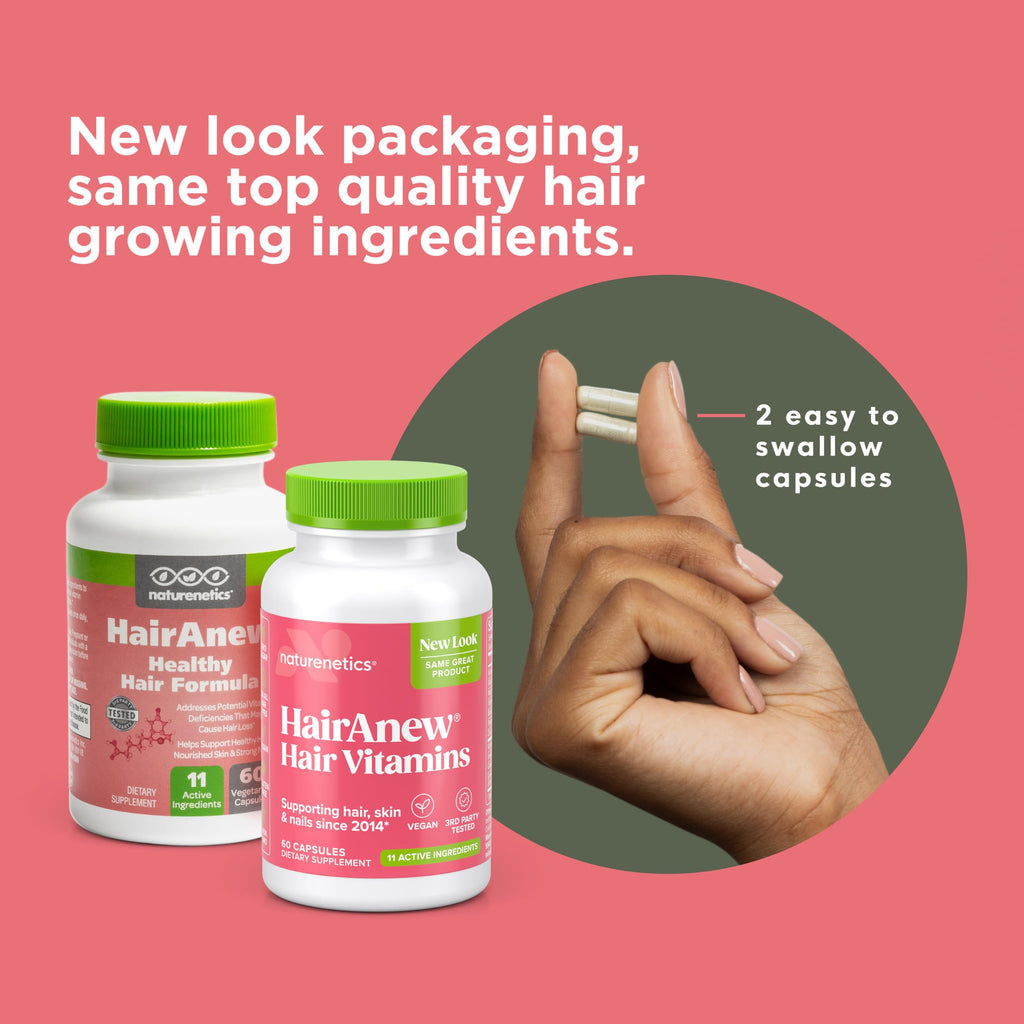 Naturenetics HairAnew Hair Growth Vitamins for Women & Men – Vegan Hair Supplement