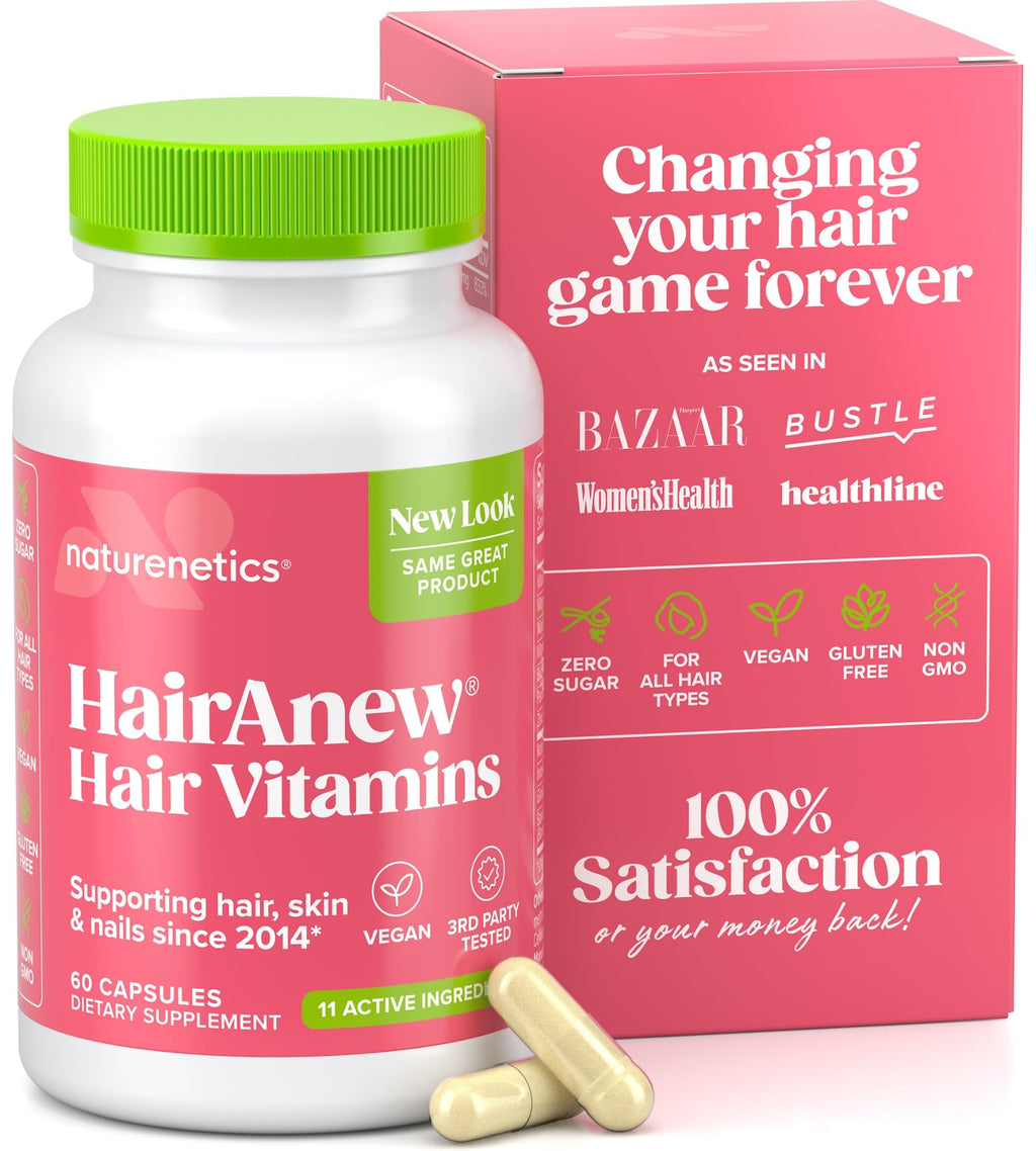 Naturenetics HairAnew Hair Growth Vitamins for Women & Men – Vegan Hair Supplement