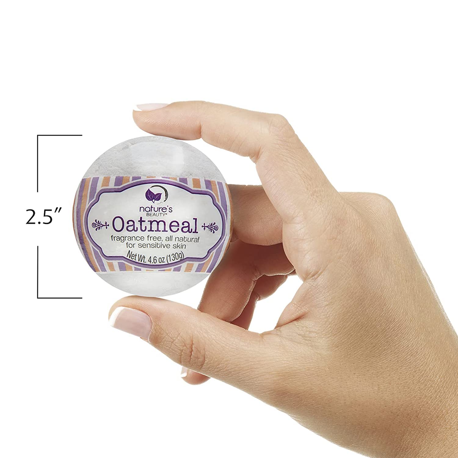 Nature's Beauty Oatmeal Fragrance-Free Bath Bombs – 4 Pack with Almond & Coconut Oils