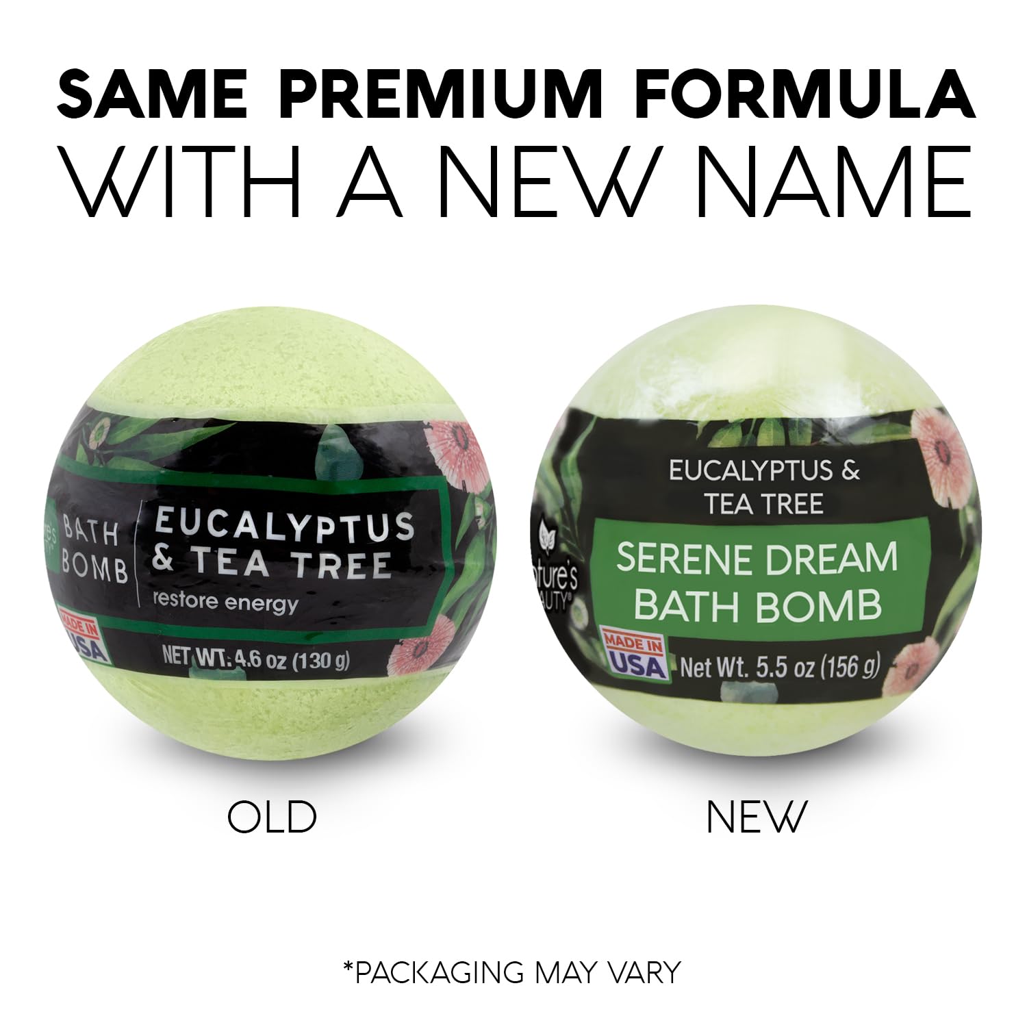 Nature's Beauty Eucalyptus & Tea Tree Bath Bomb Multi-Pack - 4x5.5oz - Vegan, Non-Staining, Luxury Spa Fizzy