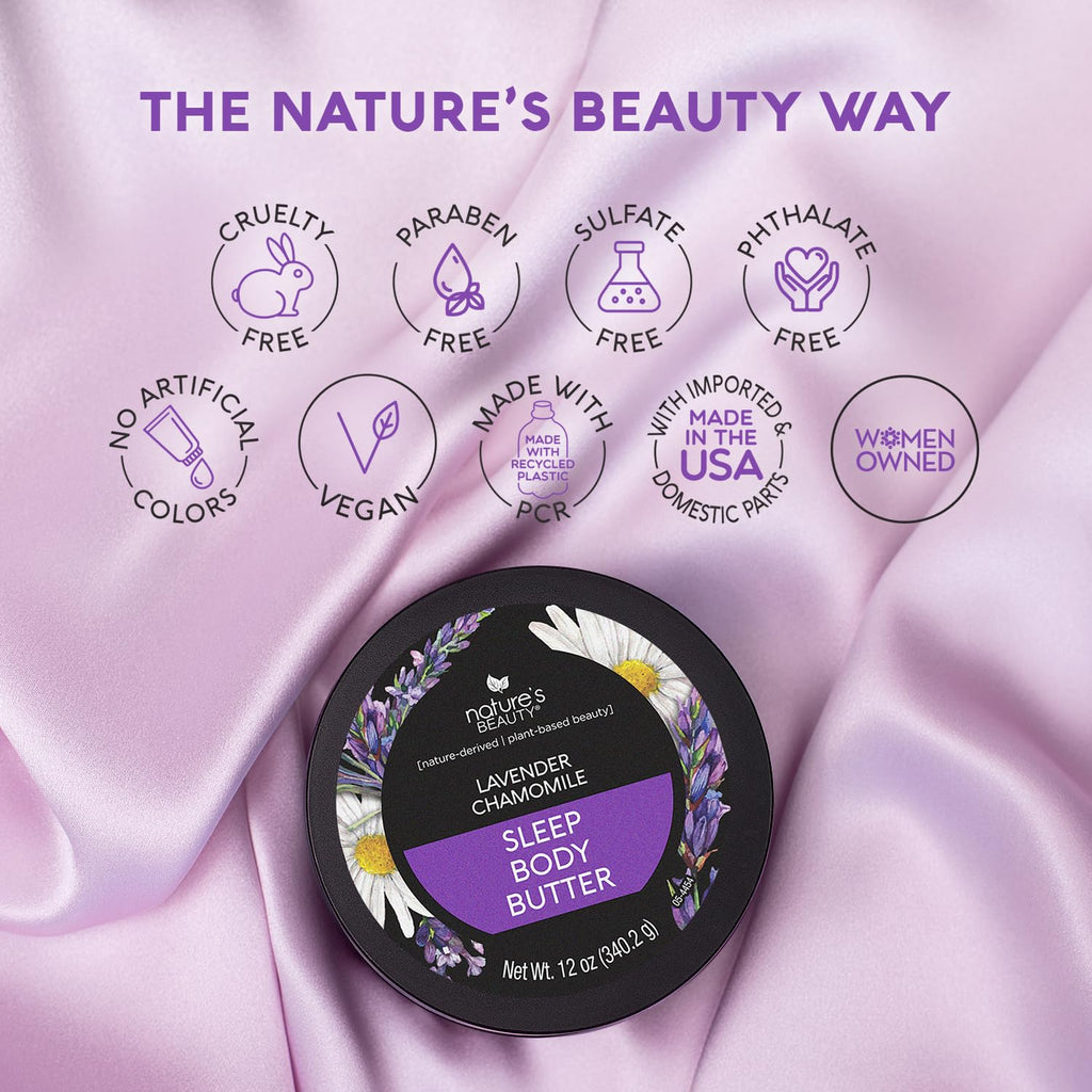 Nature's Beauty Lavender Chamomile Sleep Body Butter 2-Pack – Luxurious, Calming Moisturizer