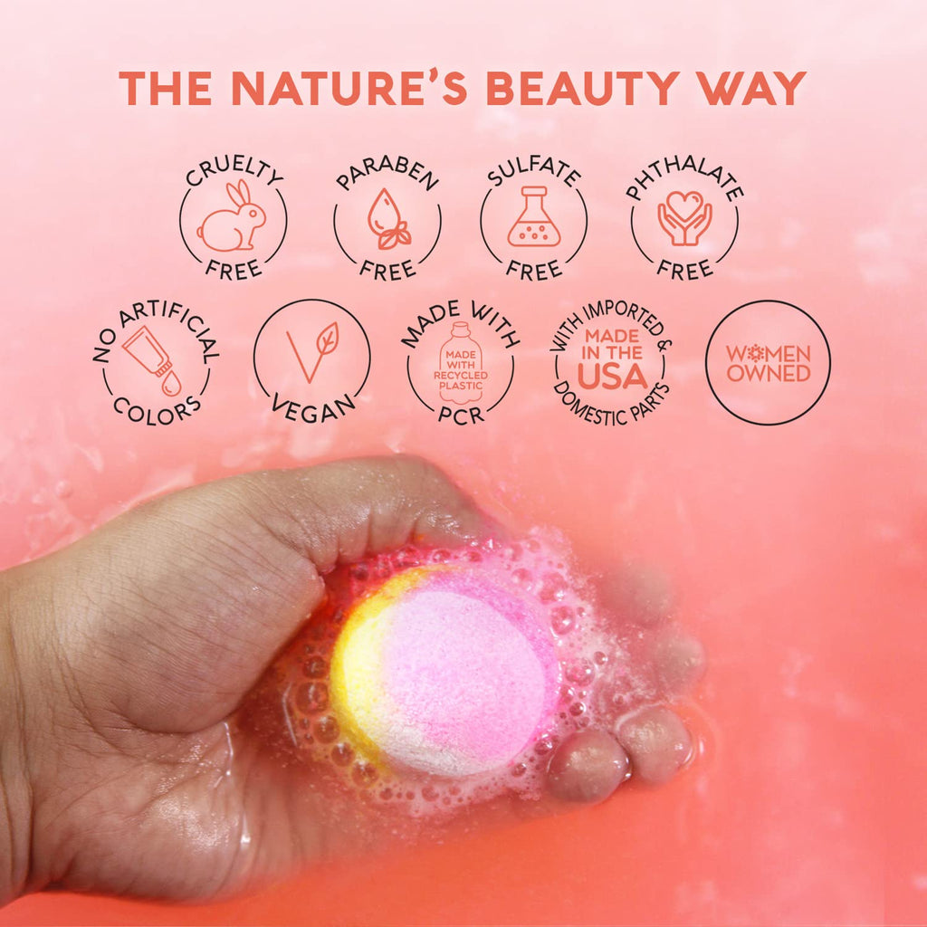 Nature's Beauty Orange Ginger Detox Bath Bomb Gift Set – Luxury Citrus + Patchouli Spa Bombs, Coconut Oil & Witch Hazel, 17.5 oz, 2-Pack