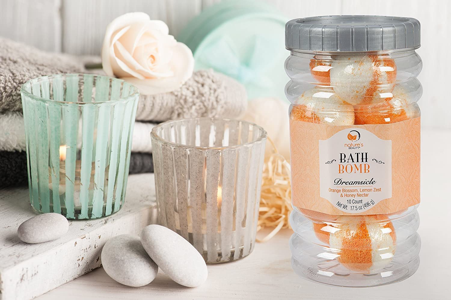 Nature's Beauty Dreamsicle Bath Bomb Gift Set – 2 Pack, 20 Bath Bombs, Citrus Orange Blossom, Lemon Zest & Honey Nectar
