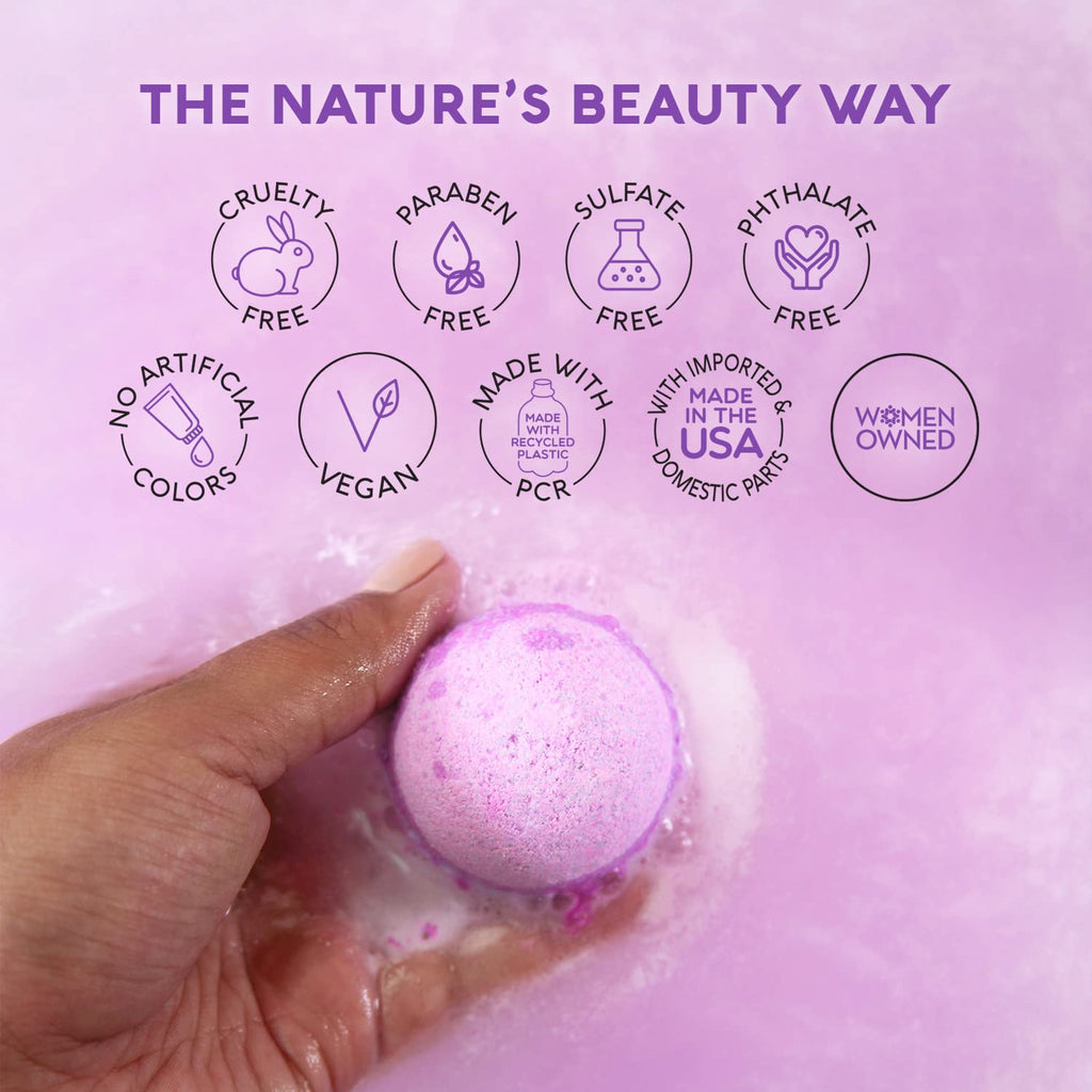 Nature's Beauty Lavender Chamomile Sleep Bath Bomb Gift Set – 2-Pack, Coconut Oil & Witch Hazel