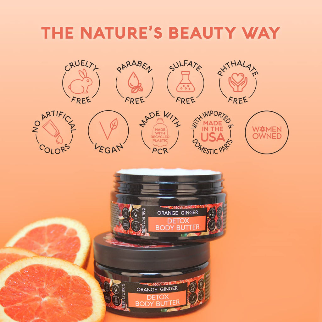 Nature's Beauty Orange Ginger Detox Body Butter – Luxury Hydration Duo with Vitamin C (2 x 6.7 oz)