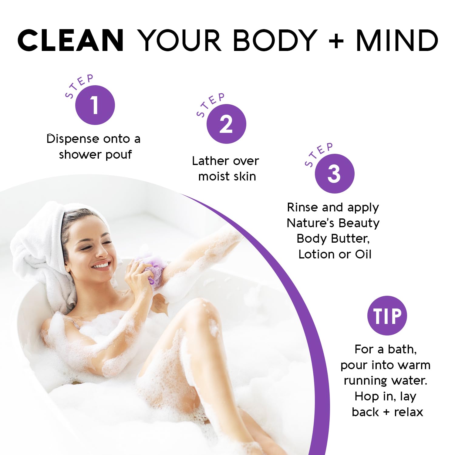 Nature's Beauty Lavender Chamomile Sleep Body Wash – 2 Pack, Gentle Cleanser for Dry Skin