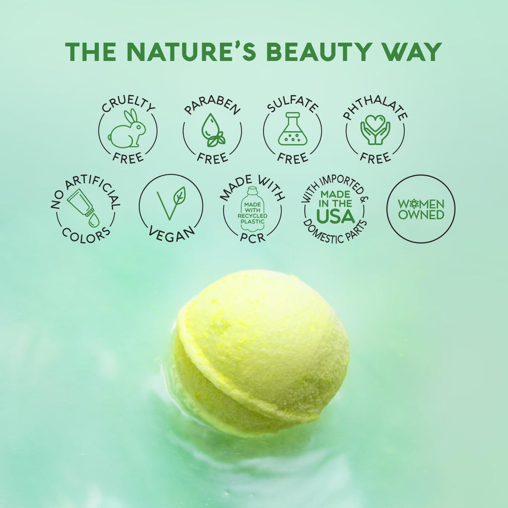 Nature's Beauty Eucalyptus & Tea Tree Bath Bomb Multi-Pack - 4x5.5oz - Vegan, Non-Staining, Luxury Spa Fizzy