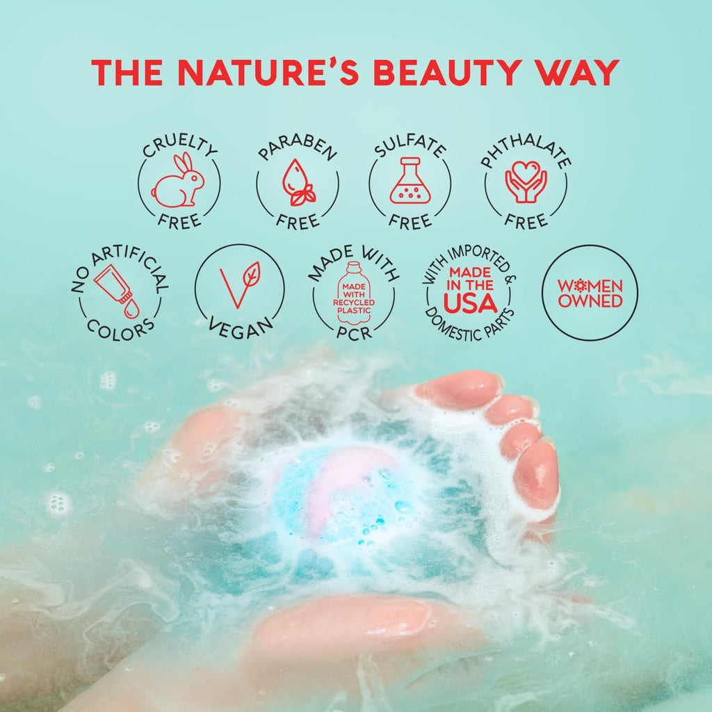 Nature's Beauty Unicorns Rainbows Bath Bombs 4 Pack – Pink Jasmine & Strawberry