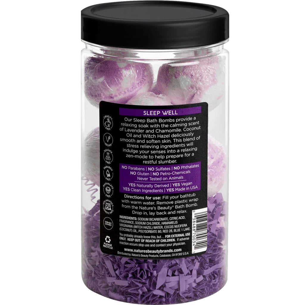 Nature's Beauty Lavender Chamomile Sleep Bath Bomb Gift Set – 2-Pack, Coconut Oil & Witch Hazel