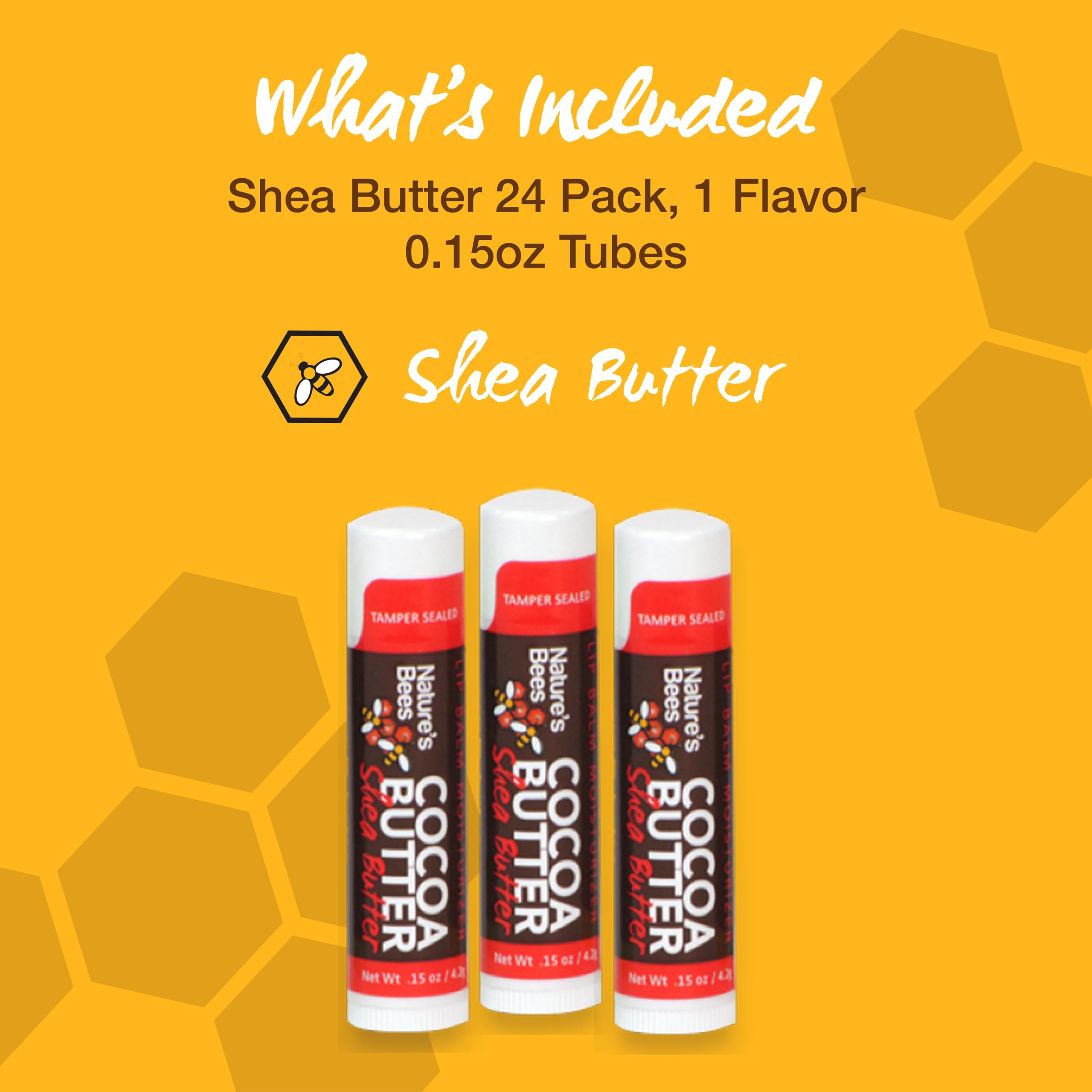 Nature’s Bees Cocoa Butter Lip Balm – Shea Butter Flavor, 24-Pack | Hydrating Lip Care, USA Made, Packaging May Vary