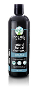Nature's Brands Natural Shampoo by Herbal Choice Mari – Green Tea & Peppermint, 16 oz, Organic & Chemical-Free