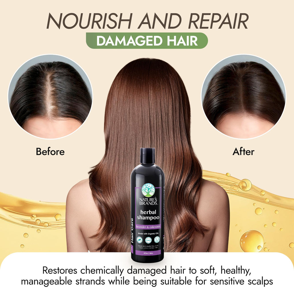 Nature's Brands Natural Shampoo - Herbal Choice Mari Lavender & Calendula, 16 oz
