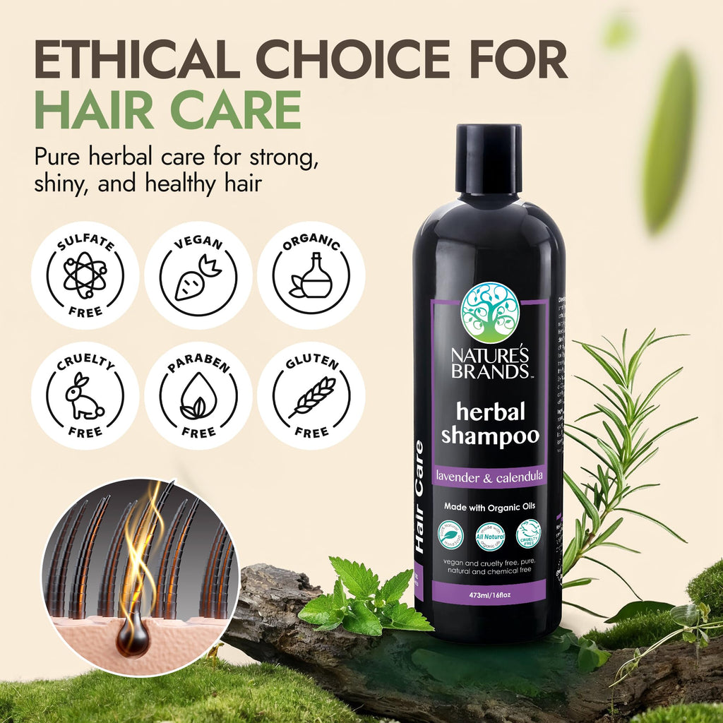 Nature's Brands Natural Shampoo - Herbal Choice Mari Lavender & Calendula, 16 oz