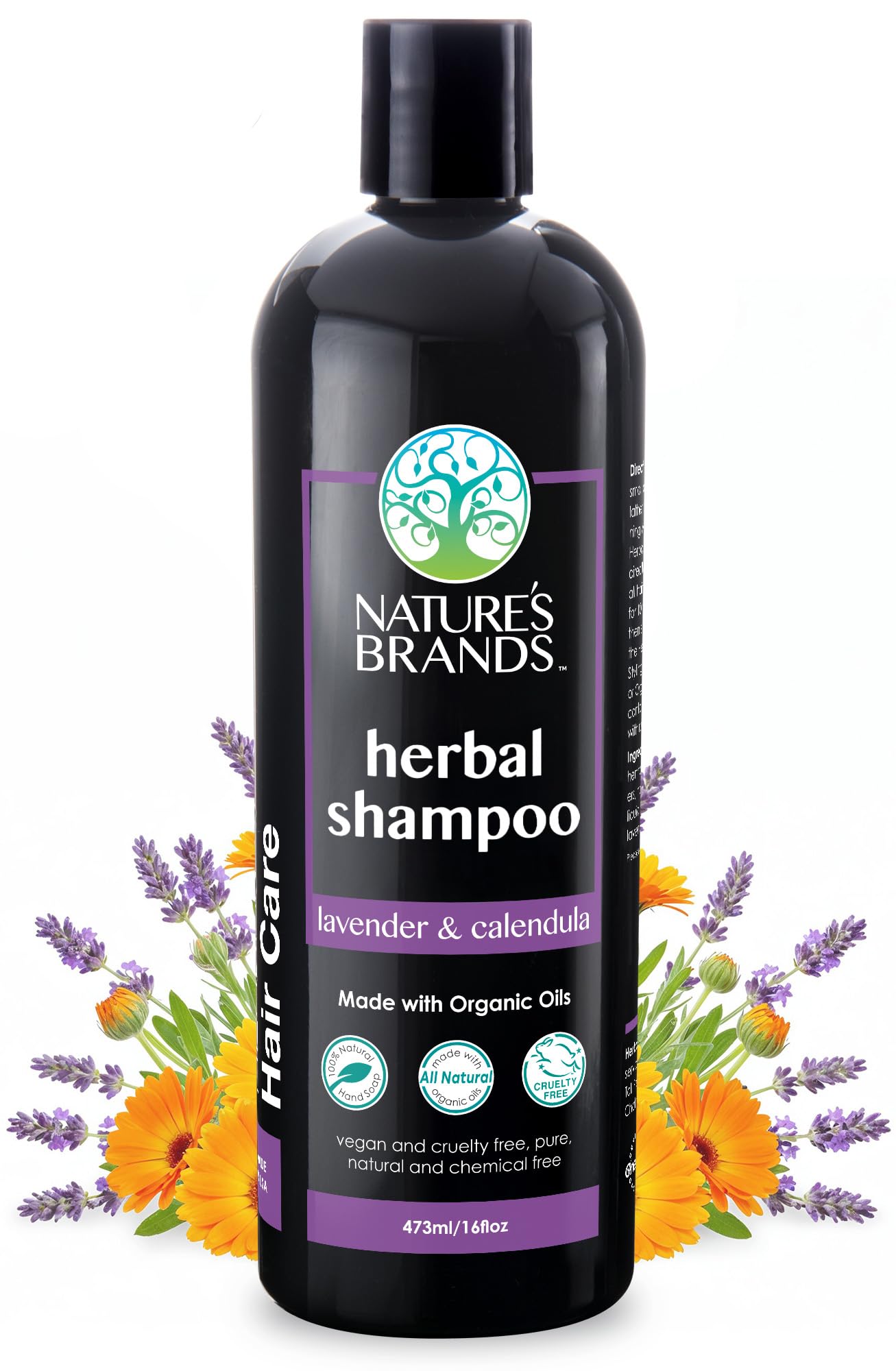 Nature's Brands Natural Shampoo - Herbal Choice Mari Lavender & Calendula, 16 oz
