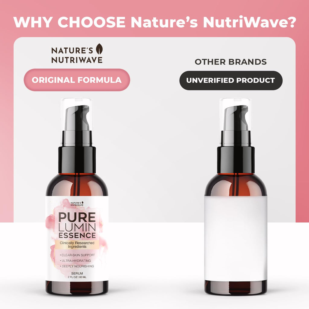 PureLumin Essence – Plant-Based Hydrating Serum | Nature’s NutriWave – Non-GMO, GMP-Certified – 2 fl oz