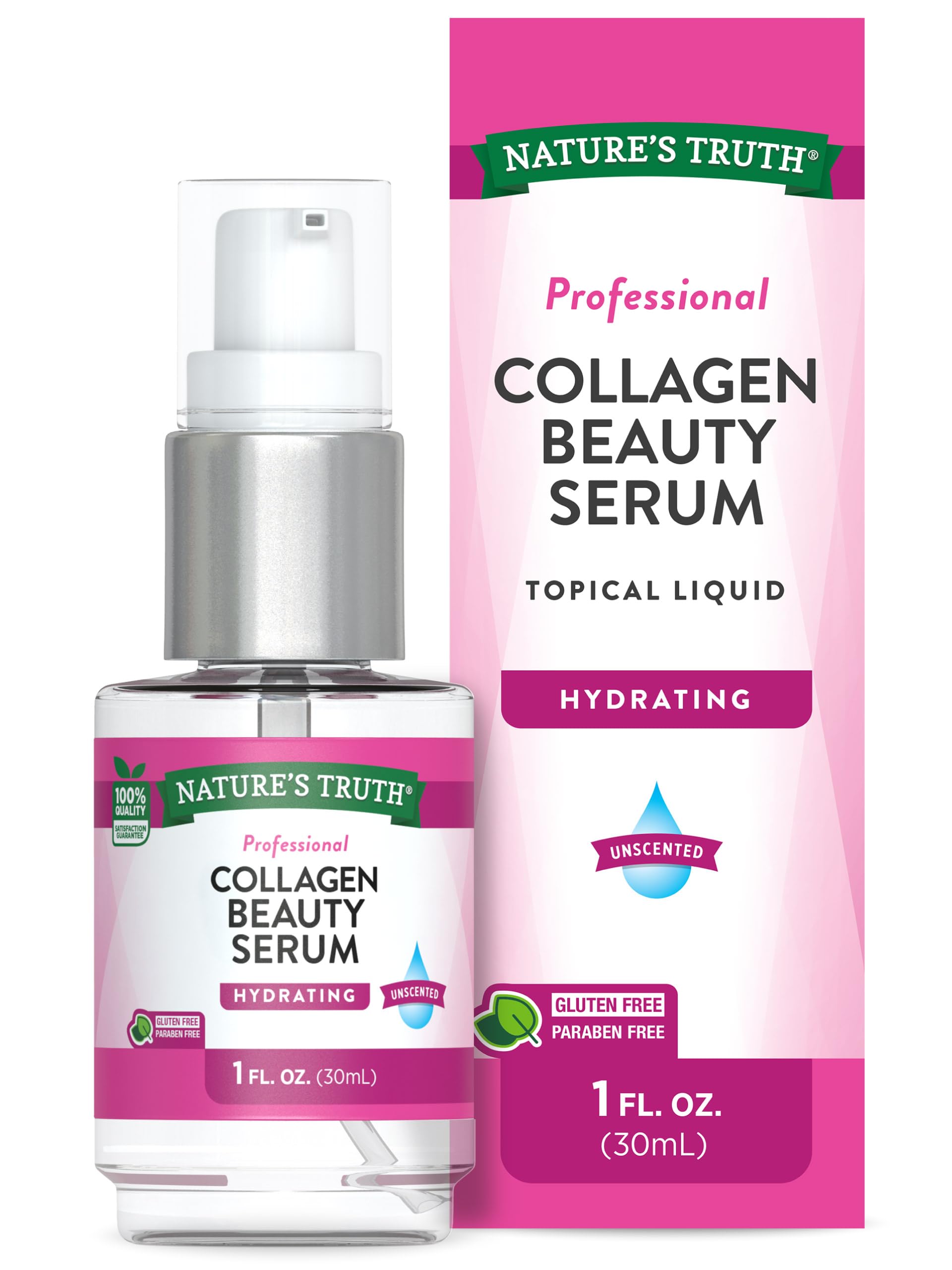 Nature's Truth Collagen Beauty Serum | Unscented, Hydrating 1 fl oz | Paraben & Gluten Free
