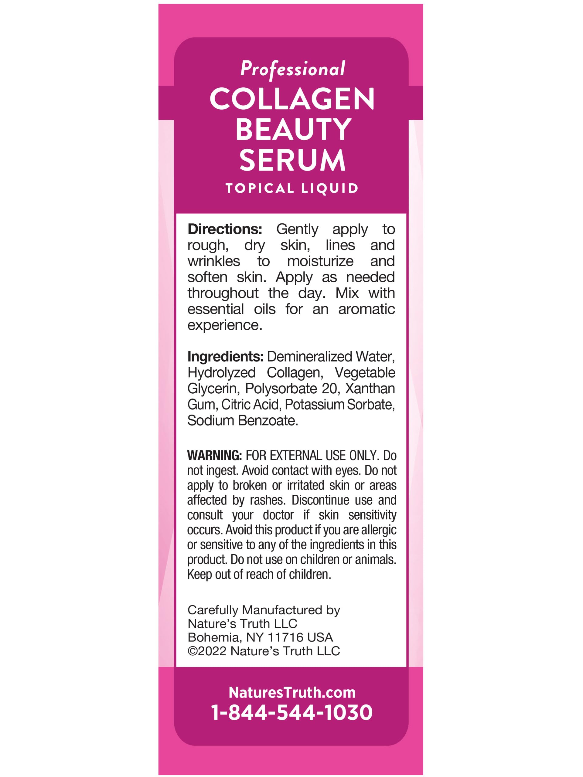 Nature's Truth Collagen Beauty Serum | Unscented, Hydrating 1 fl oz | Paraben & Gluten Free