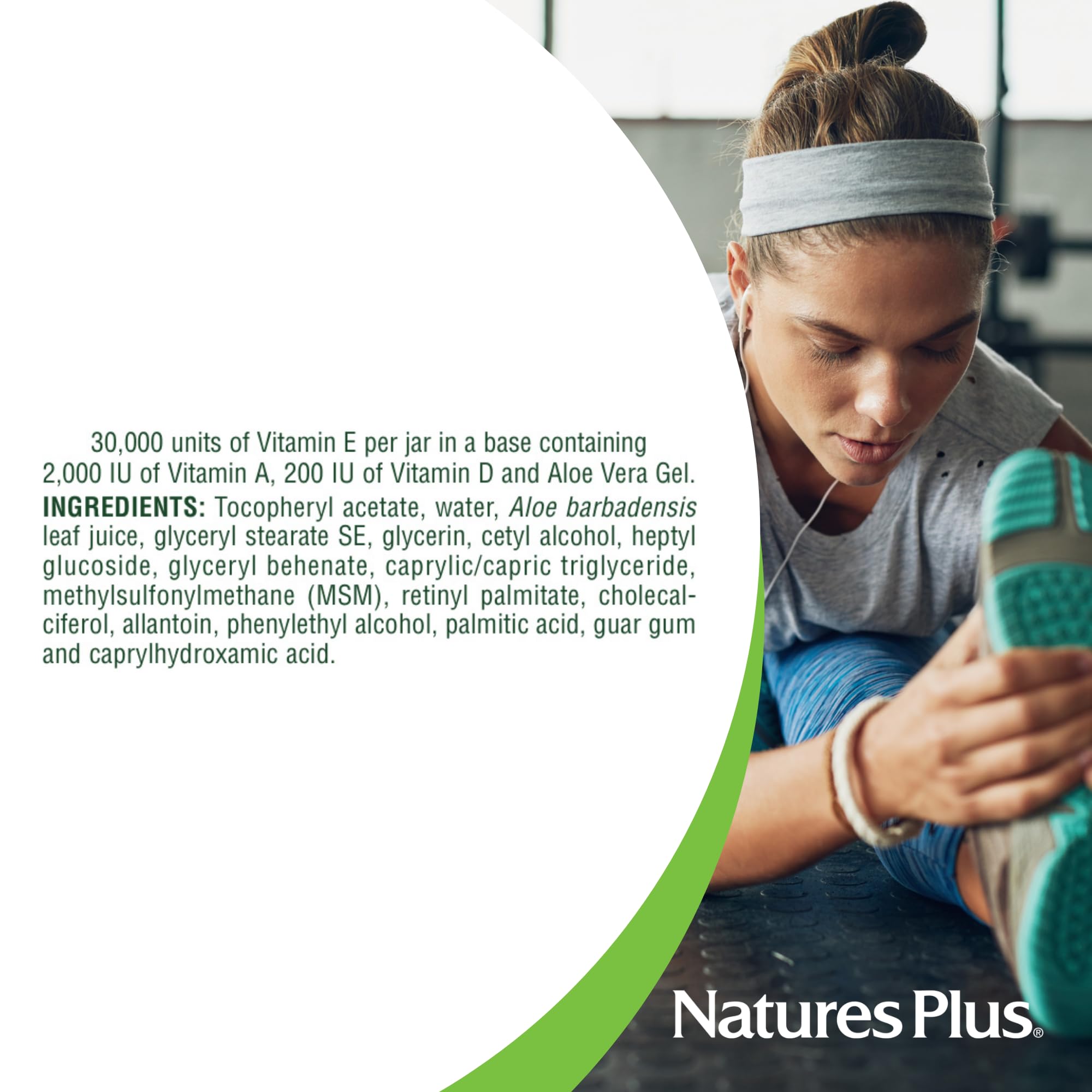 NaturesPlus Vitamin E Cream - 2.2 oz | Face & Body Moisturizer with Aloe, MSM & Vitamins A & D