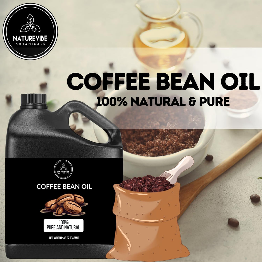Naturevibe Botanicals Coffee Bean Oil 32oz | Pure, Cold-Pressed Oil for Skin & Hair