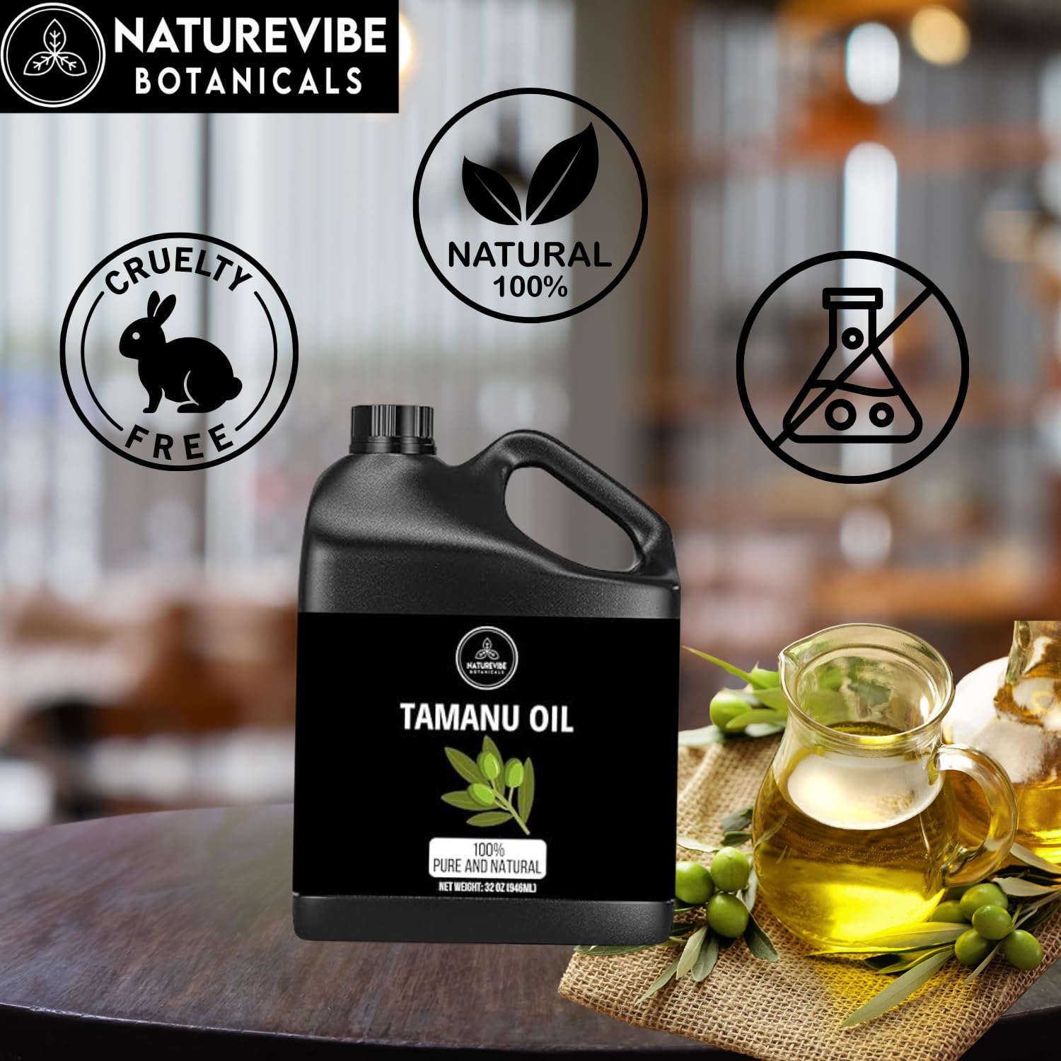 Naturevibe Botanicals Tamanu Oil 32oz | 100% Pure & Natural for Skin & Hair