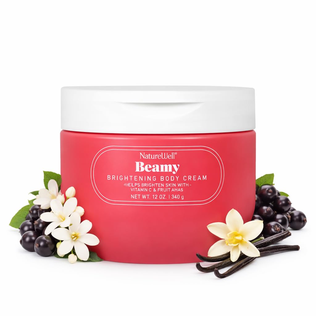 NATURE WELL Beamy Brightening & Moisturizing Body Cream — Lightweight, Quick-Absorbing Formula (12 Oz)