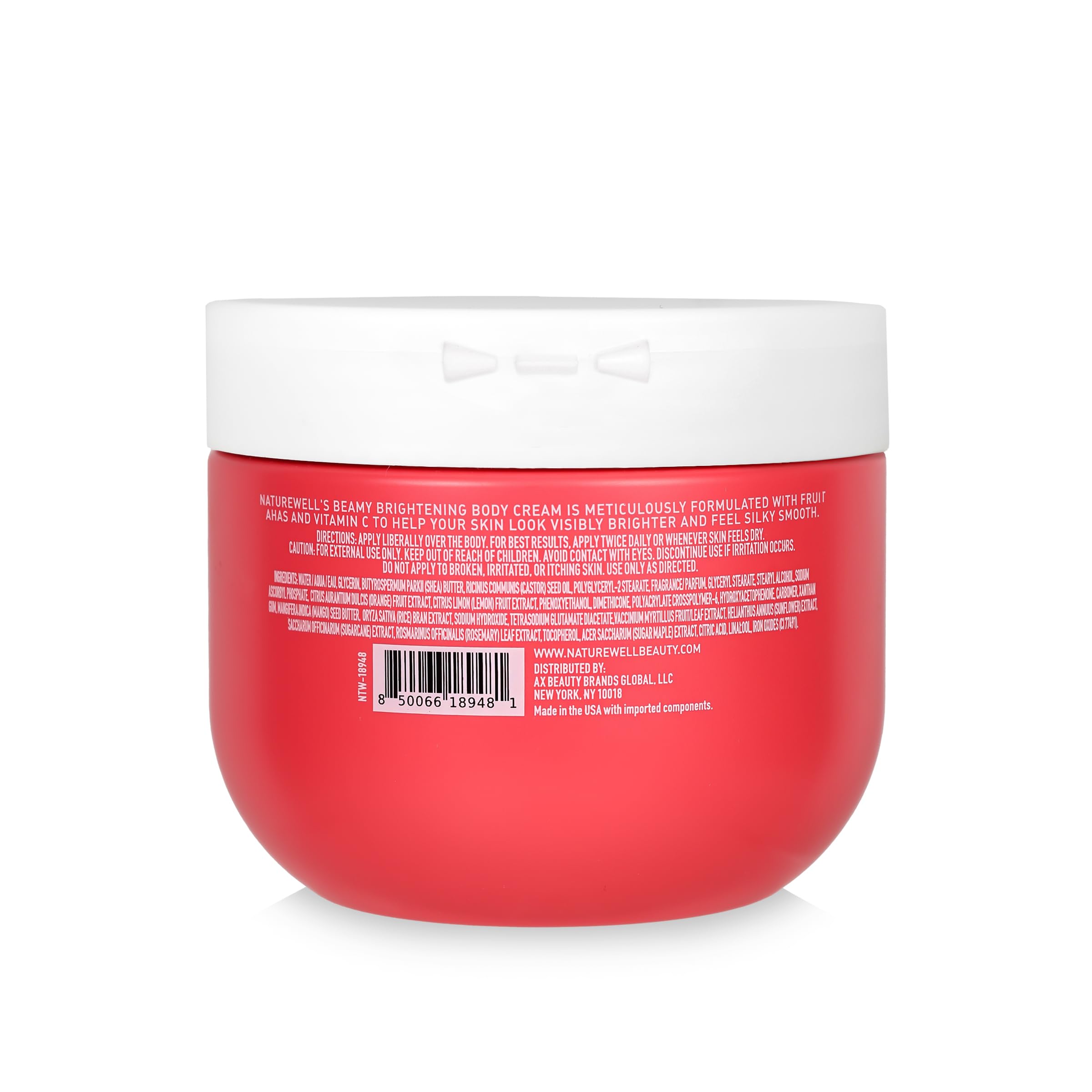 NATURE WELL Beamy Brightening & Moisturizing Body Cream — Lightweight, Quick-Absorbing Formula (12 Oz)