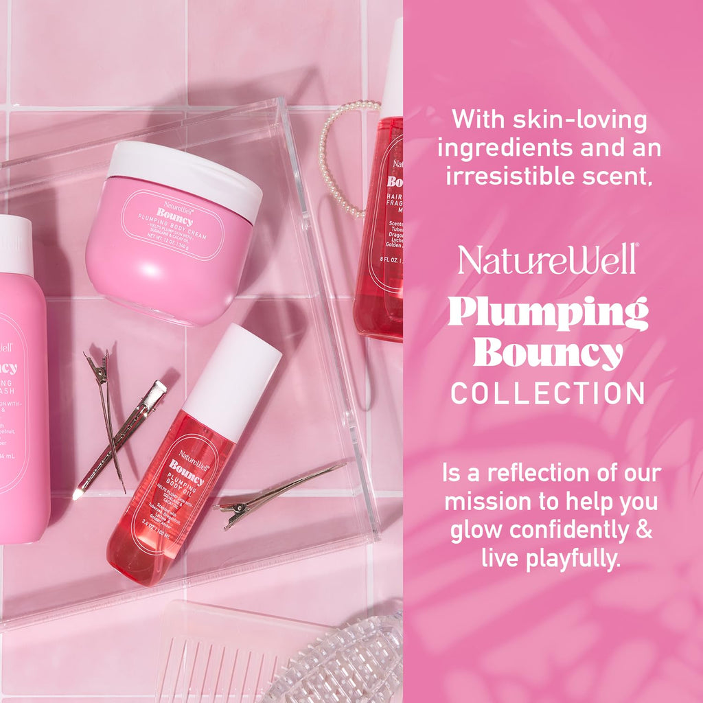 NatureWell Bouncy Plumping Body Cream – Lightweight, Quick-Absorbing Hydration, 12 oz