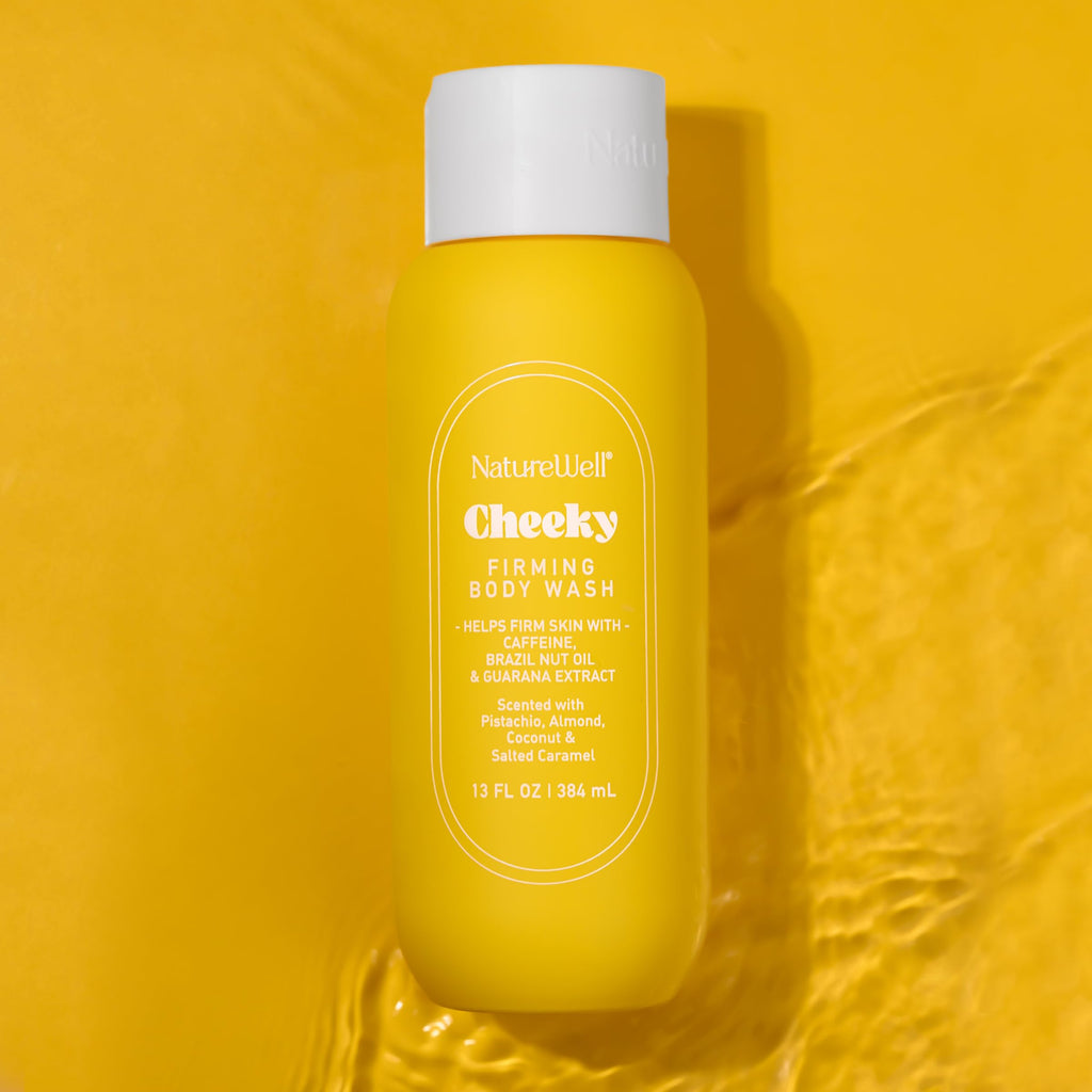 NATURE WELL Cheeky Firming & Cleansing Body Wash with Caffeine & Guarana | Pistachio, Almond & Salted Caramel Scent