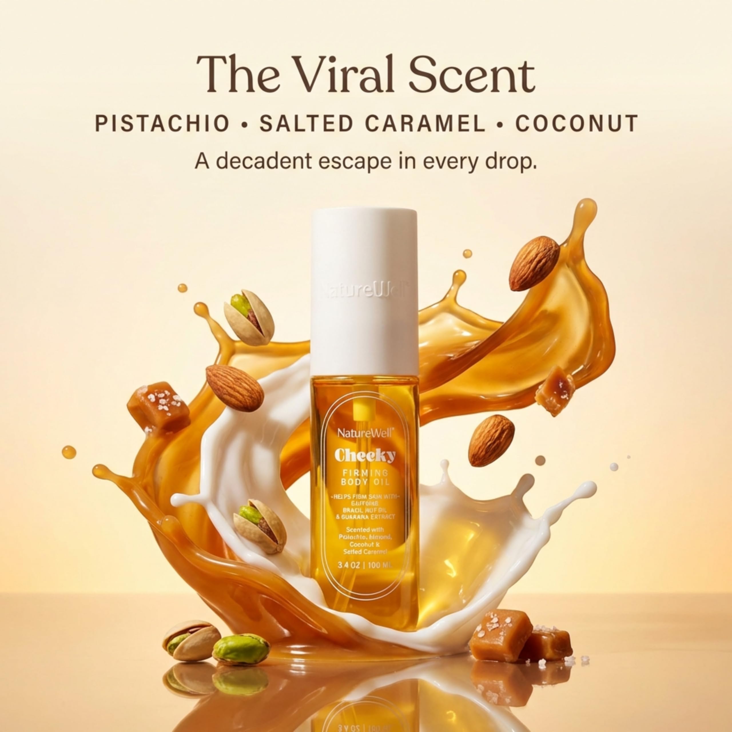 NATURE WELL Cheeky Firming Body Oil – Luxuriously Glowy, Fast-Absorbing (3.4 oz)
