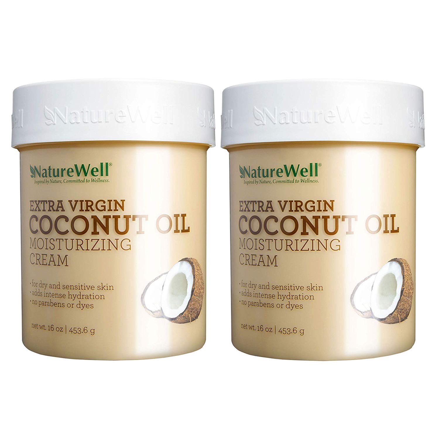 NatureWell Coconut MCT Moisturizing Cream 2-Pack – 16 oz Each | Hydrating Cream for Face & Body