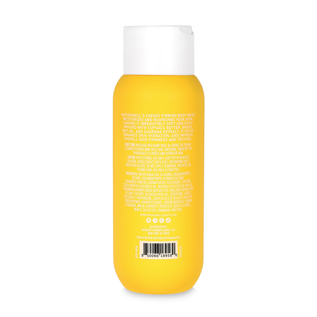 NATURE WELL Cheeky Firming & Cleansing Body Wash with Caffeine & Guarana | Pistachio, Almond & Salted Caramel Scent