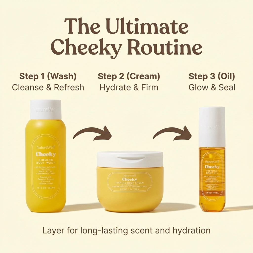 NATURE WELL Cheeky Firming Body Oil – Luxuriously Glowy, Fast-Absorbing (3.4 oz)