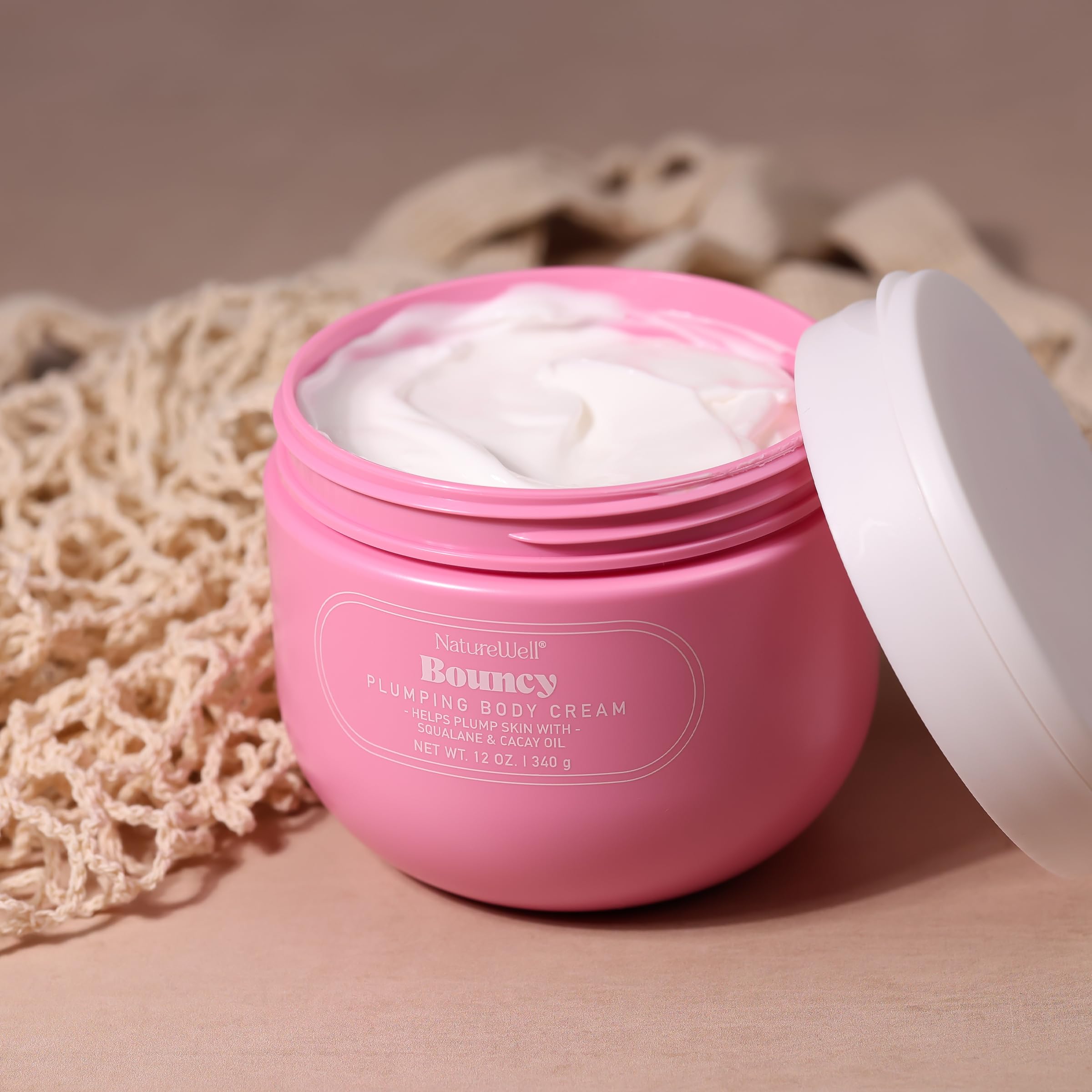 NatureWell Bouncy Plumping Body Cream – Lightweight, Quick-Absorbing Hydration, 12 oz