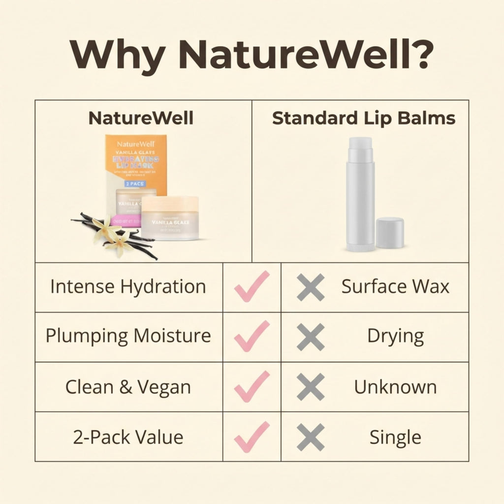 Nature Well Vanilla Glaze Hydrating Lip Mask – Nourish & Plump Lips (2 x 0.7 oz)
