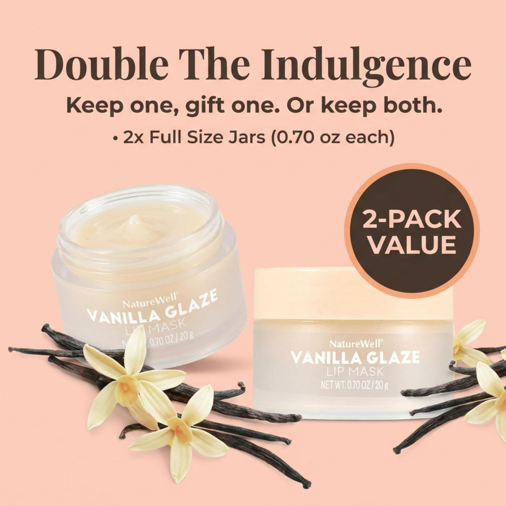 Nature Well Vanilla Glaze Hydrating Lip Mask – Nourish & Plump Lips (2 x 0.7 oz)