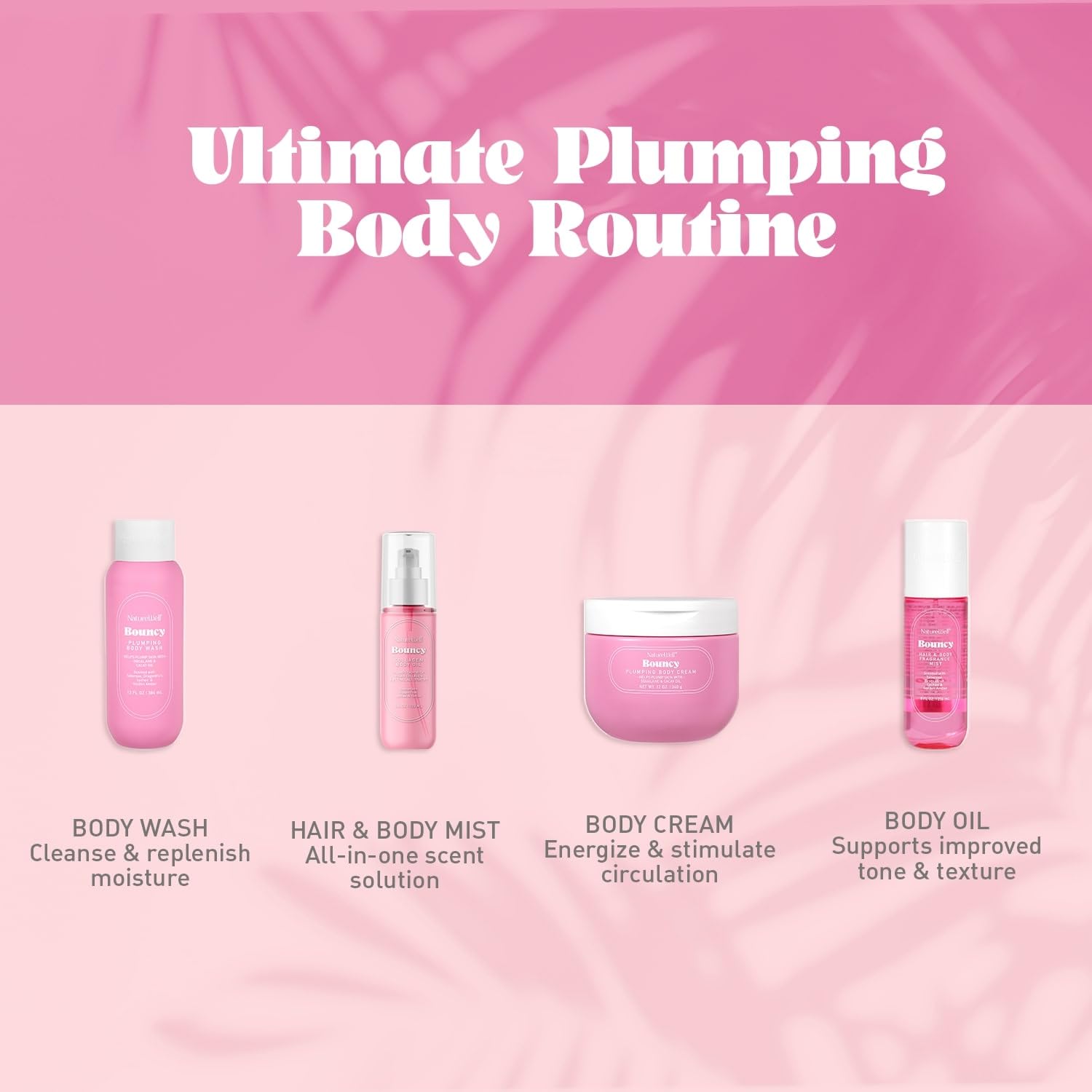 NatureWell Bouncy Plumping Body Cream – Lightweight, Quick-Absorbing Hydration, 12 oz
