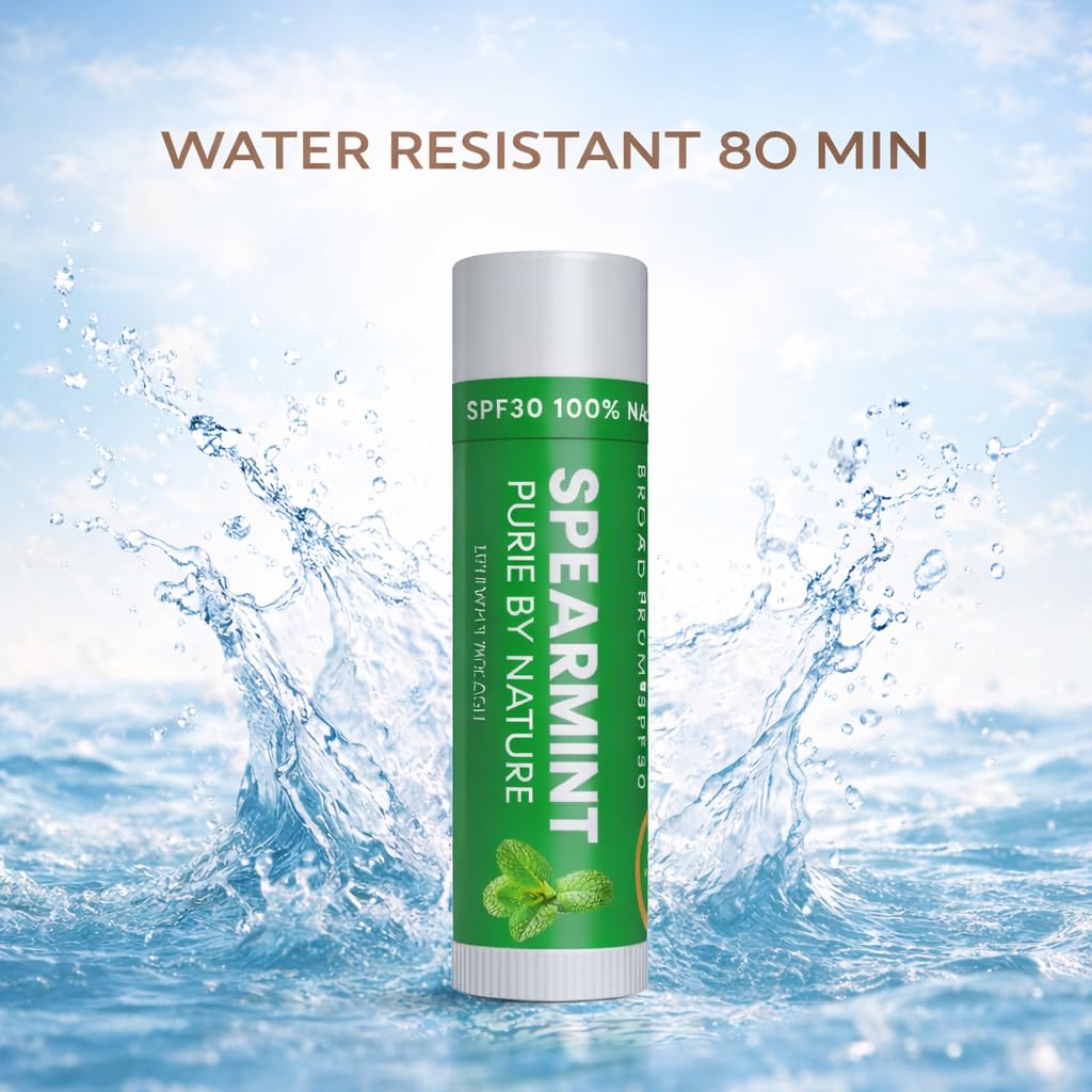 Naturistick SPF 30 Vegan Lip Balm – Mineral Zinc Oxide, 5-Pack Spearmint