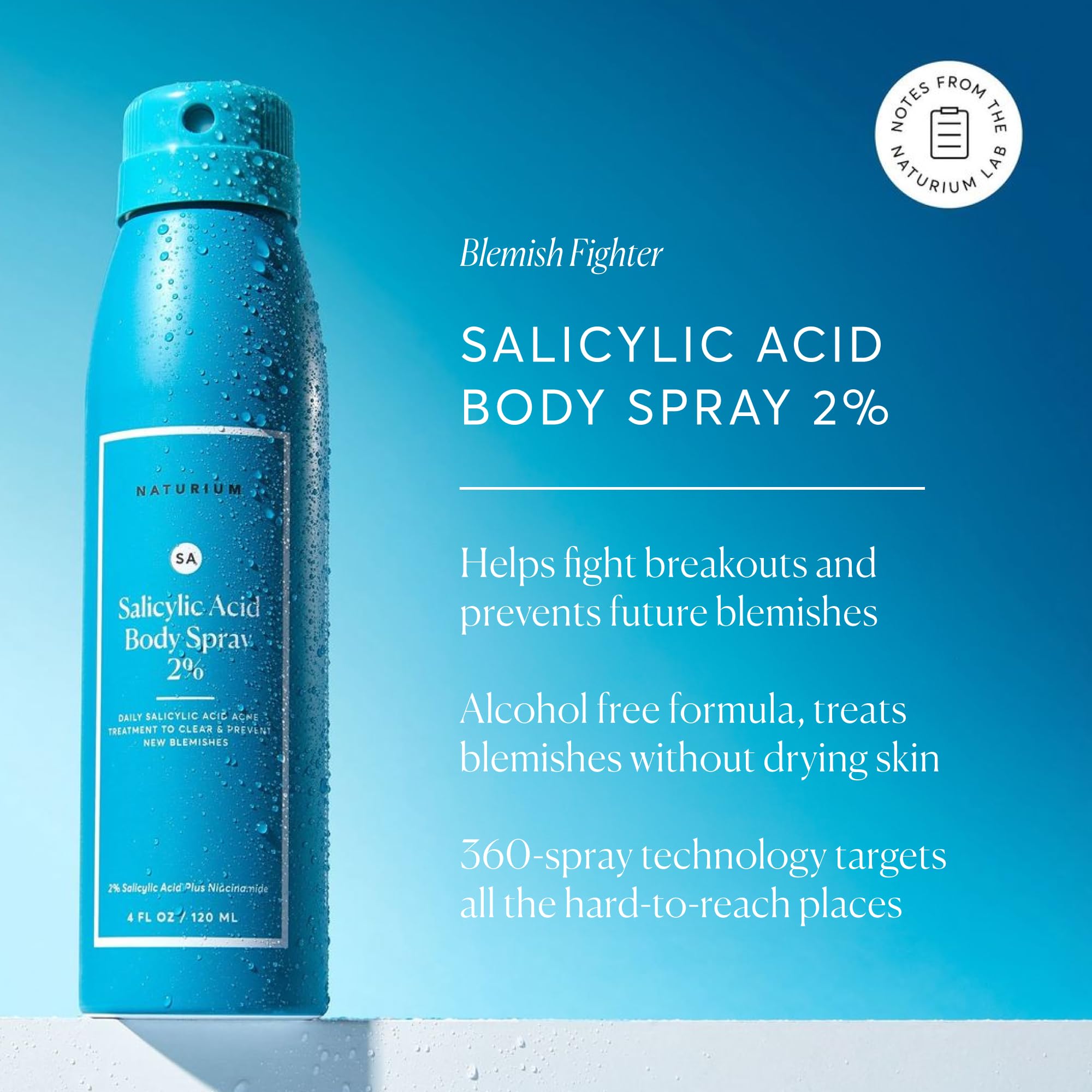 Naturium Salicylic Acid Body Spray 2% – Blemish-Fighting & Pore Treatment with Niacinamide, 4 oz