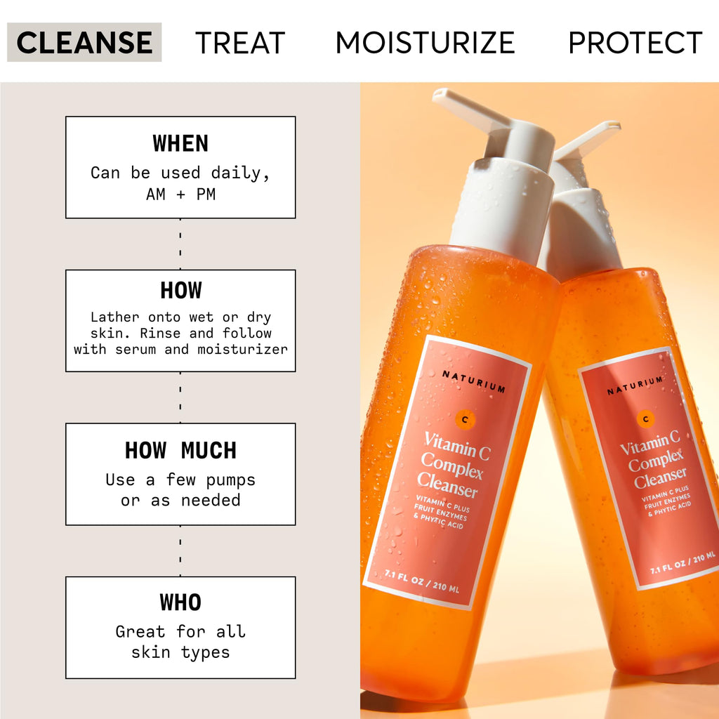 Naturium Vitamin C Complex Cleanser — Gentle Exfoliating Foaming Face Wash, 7.1 oz