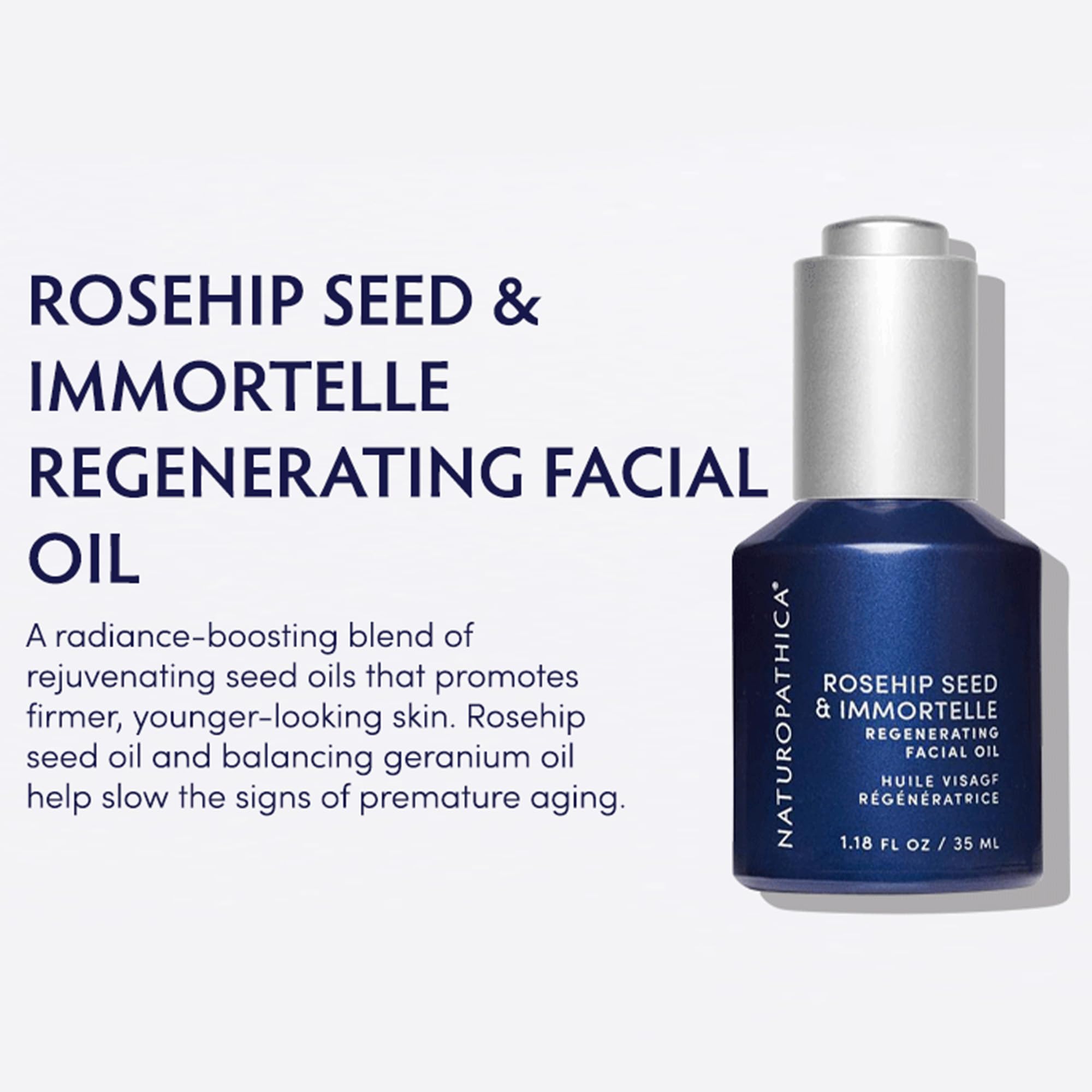Naturopathica Rosehip Seed & Immortelle Regenerating Facial Oil | Daily Face Oil for All Skin Types | 1.18 fl oz