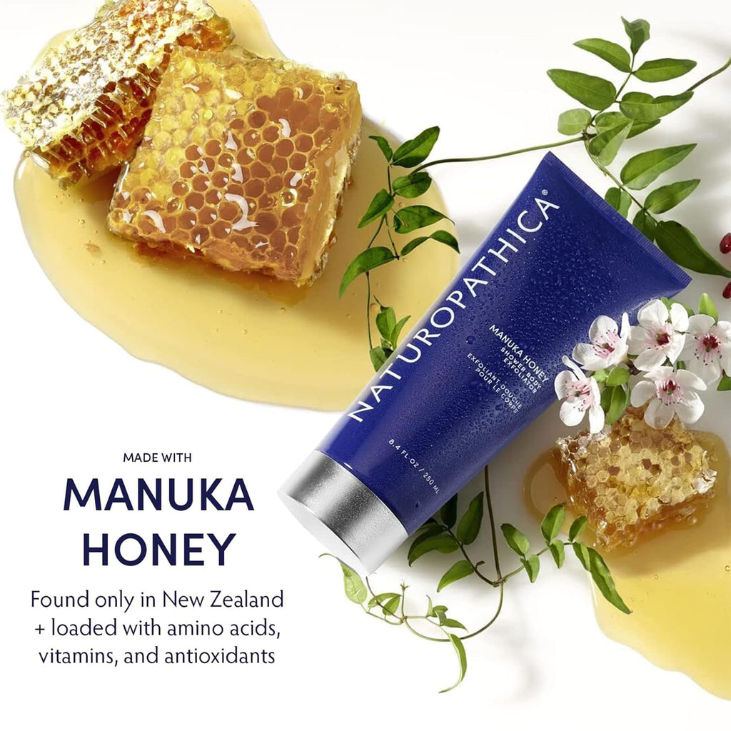 Naturopathica Manuka Honey Shower Body Exfoliator | Hydrating Exfoliating Scrub for All Skin Types | 8.4 fl oz