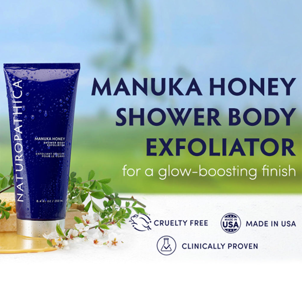 Naturopathica Manuka Honey Shower Body Exfoliator | Hydrating Exfoliating Scrub for All Skin Types | 8.4 fl oz