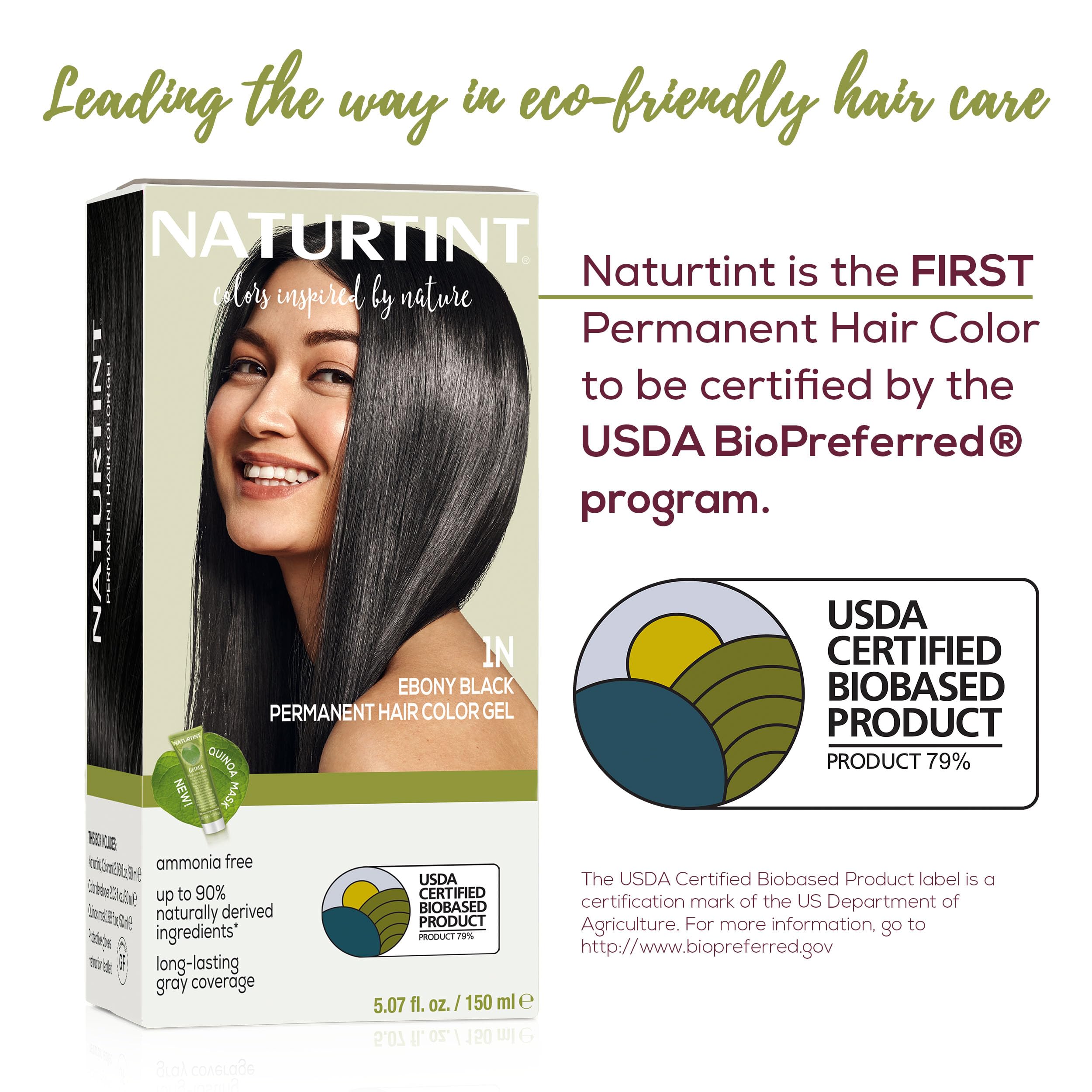 Naturtint 1N Ebony Black Permanent Hair Color — 6-Pack, Ammonia Free, Vegan, Up to 100% Gray Coverage