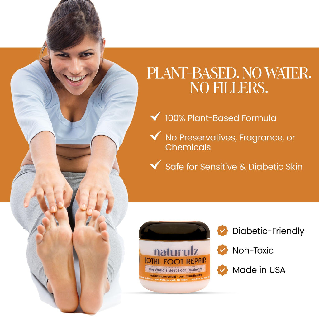 Naturulz Total Foot Repair 4oz – Intensive Moisture Foot Cream for Dry, Rough Skin & Cracked Heels