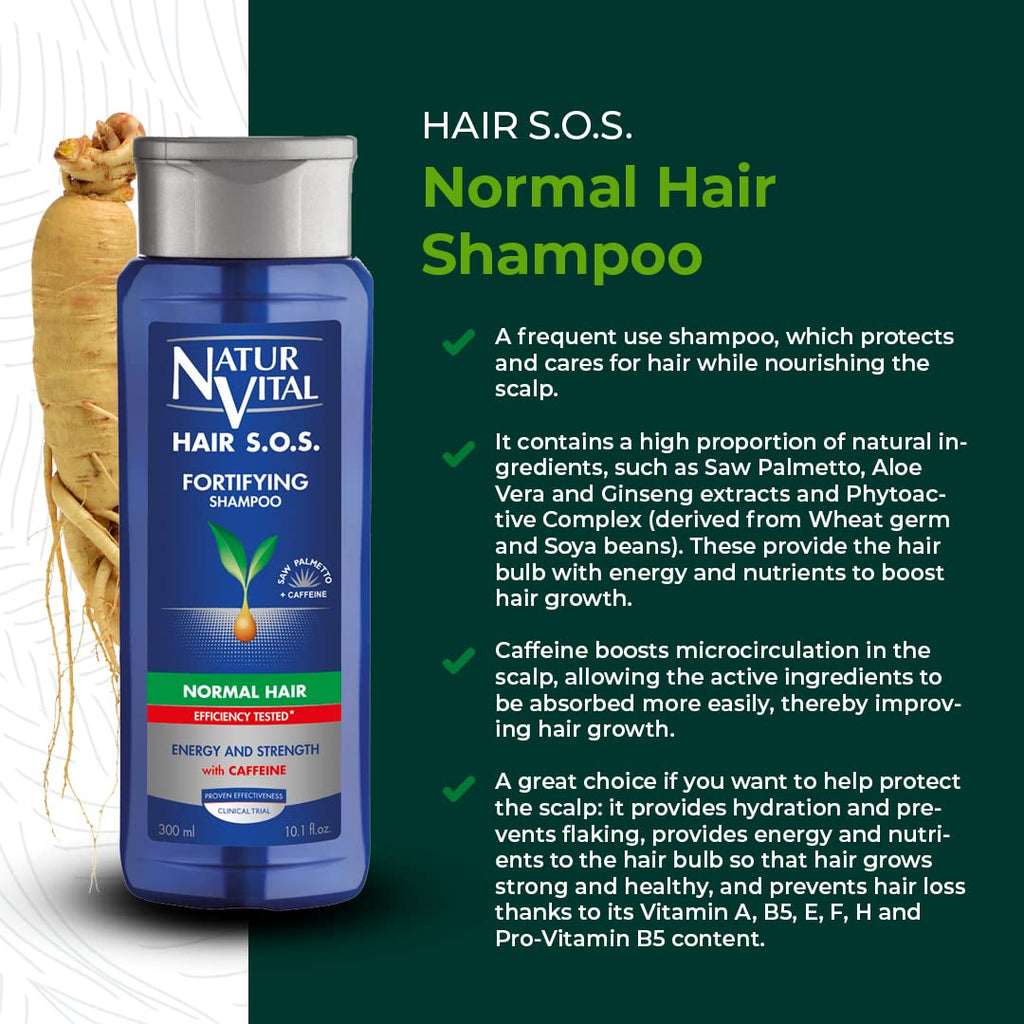 NaturVital Unisex Aloe Vera & Ginseng Organic Hair SOS Shampoo – Normal Hair, Cruelty-Free & Paraben-Free