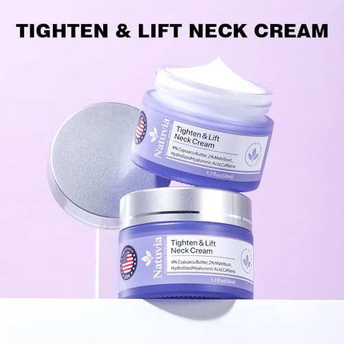 Natuvia Tighten & Lift Neck Cream – Firming Neck Moisturizer with Hyaluronic Acid, Cupuacu Butter, and Caffeine | Women & Men