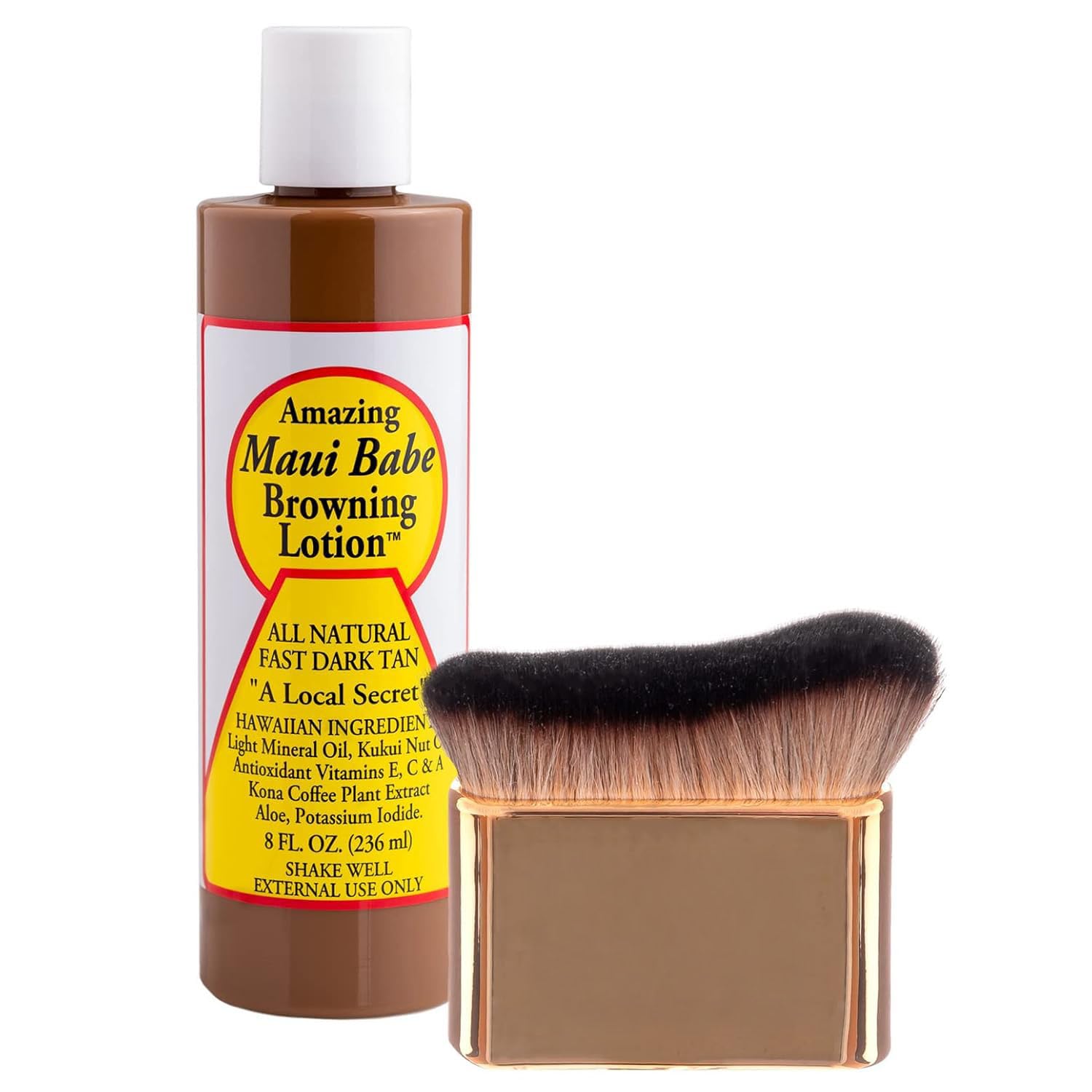 Amazing Maui Babe Browning Lotion 8 oz with Body Tanning Brush | Maui Babe Tanning Lotion