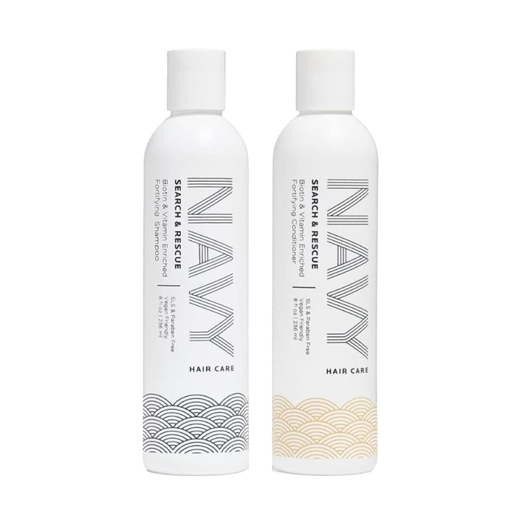 NAVY Hair Care Search and Rescue Shampoo & Conditioner Set – Biotin & Rosemary for Hair Growth | All Hair Types | SLS & Paraben Free | 8 oz (Set of 2)